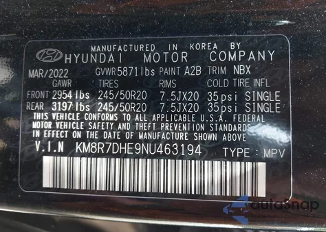 2022 Hyundai Palisade Calligraphy from USA, damaged, VIN KM8R7DHE9NU463194